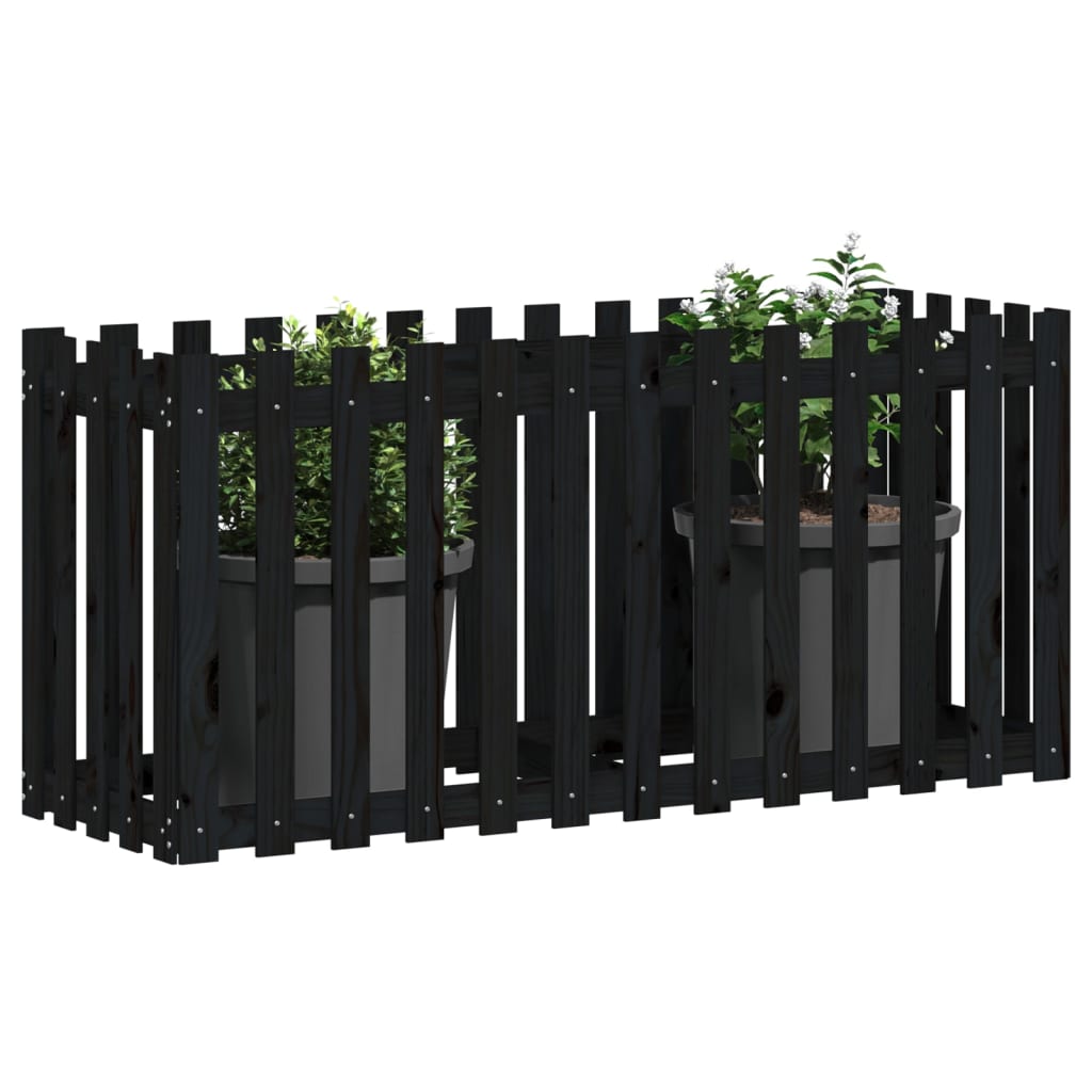 vidaXL Hochbeet Latten-Design Schwarz 150x50x70 cm Massivholz Kiefer