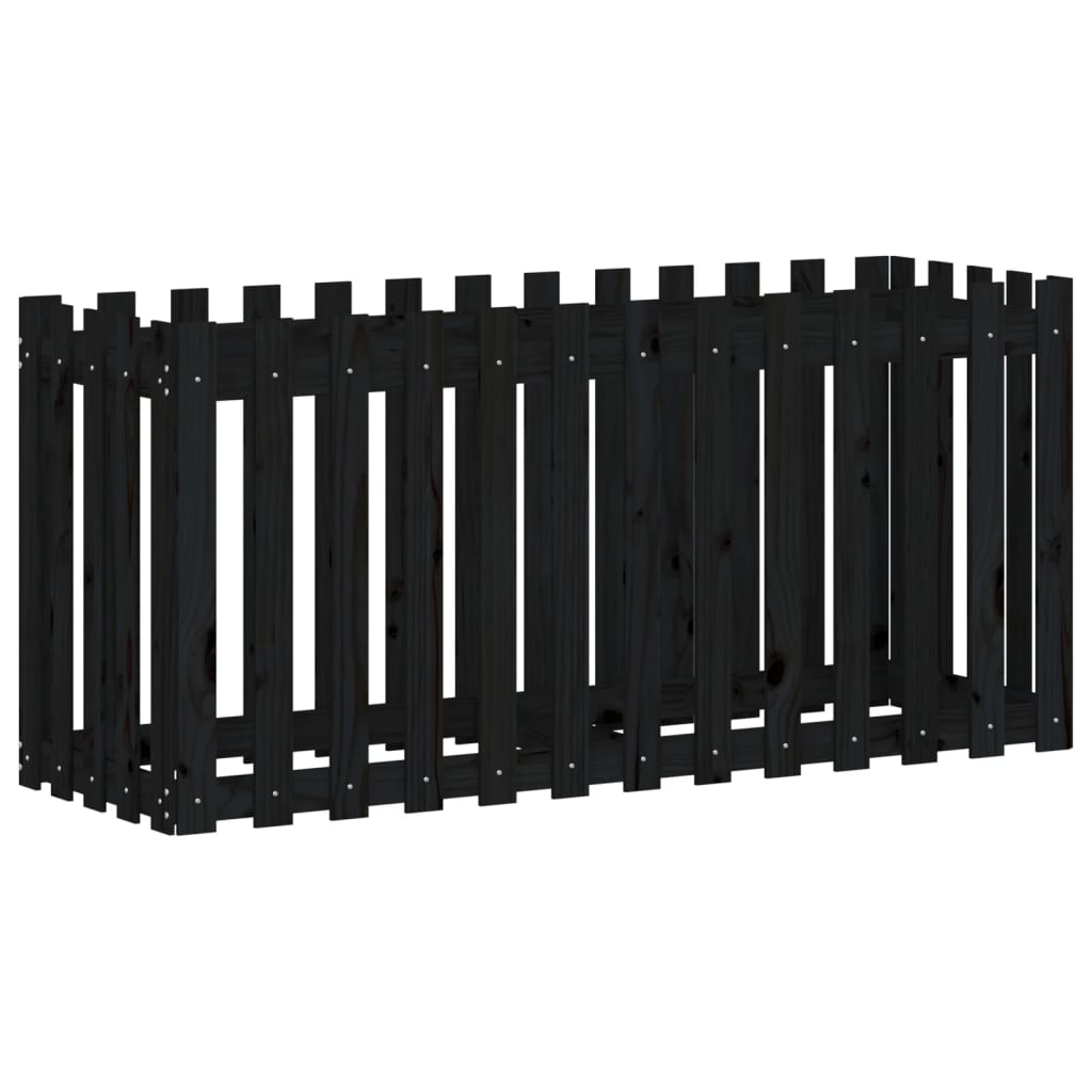vidaXL Hochbeet Latten-Design Schwarz 150x50x70 cm Massivholz Kiefer