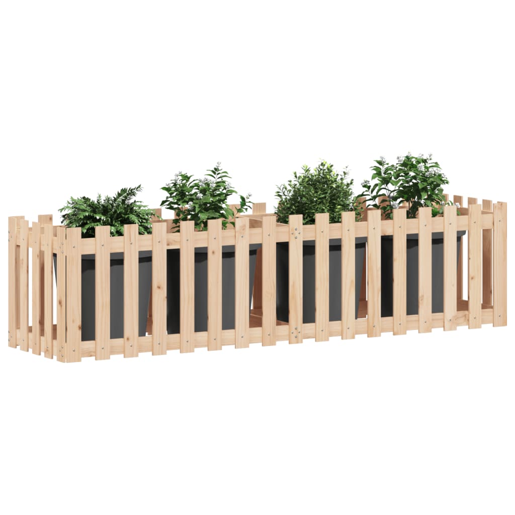 vidaXL Hochbeet Lattenzaun-Design 200x50x50 cm Massivholz Kiefer