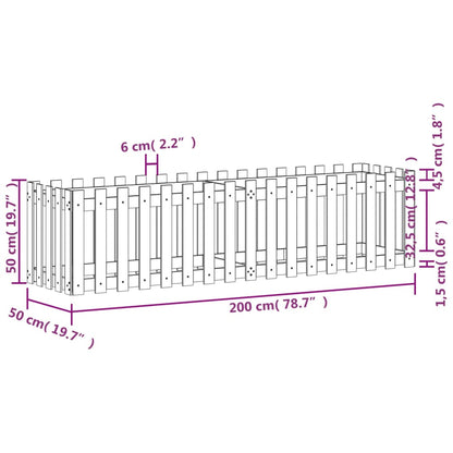 vidaXL Hochbeet Lattenzaun-Design 200x50x50 cm Massivholz Kiefer