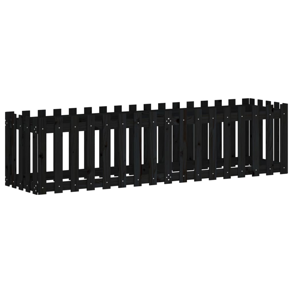 vidaXL Hochbeet Latten-Design Schwarz 200x50x50 cm Massivholz Kiefer