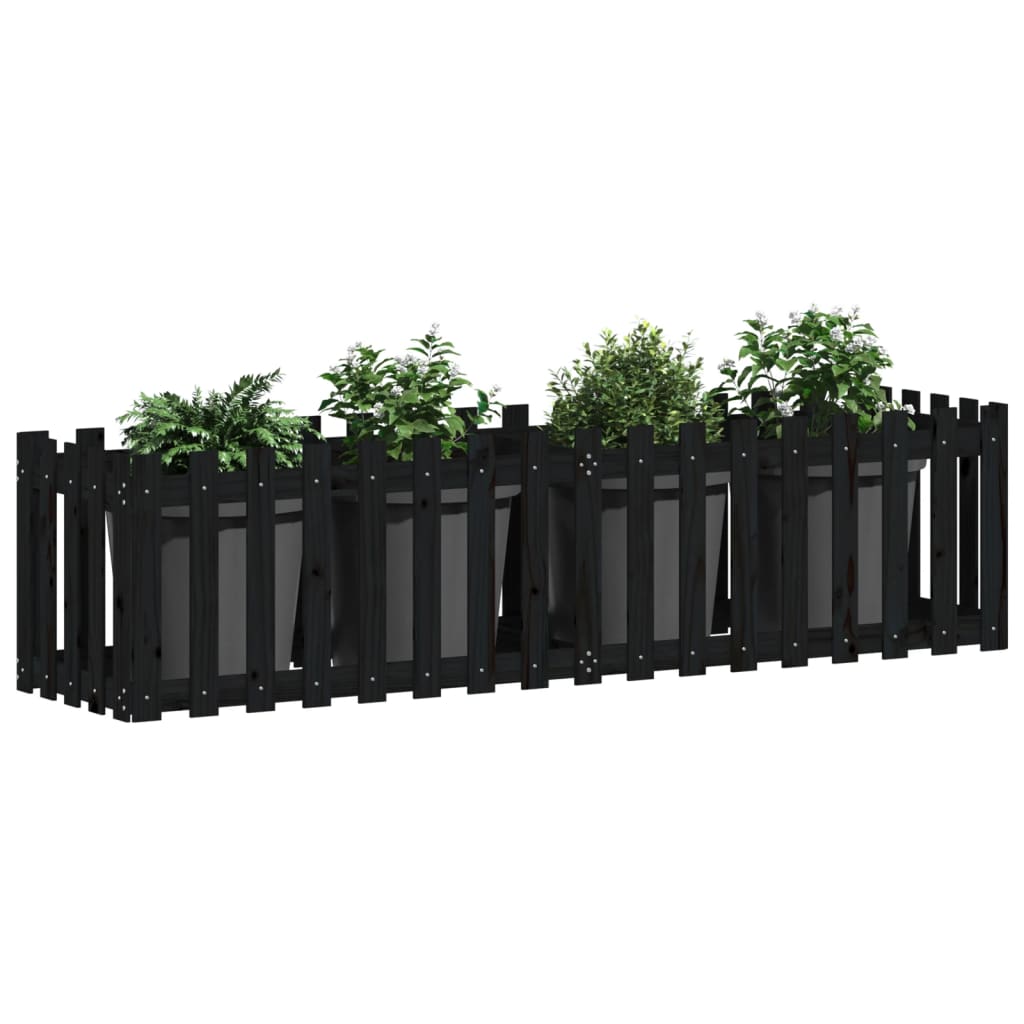 vidaXL Hochbeet Latten-Design Schwarz 200x50x50 cm Massivholz Kiefer