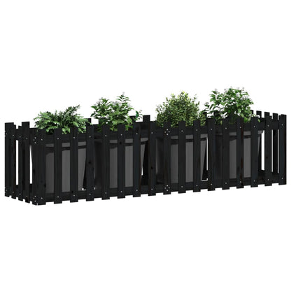 vidaXL Hochbeet Latten-Design Schwarz 200x50x50 cm Massivholz Kiefer