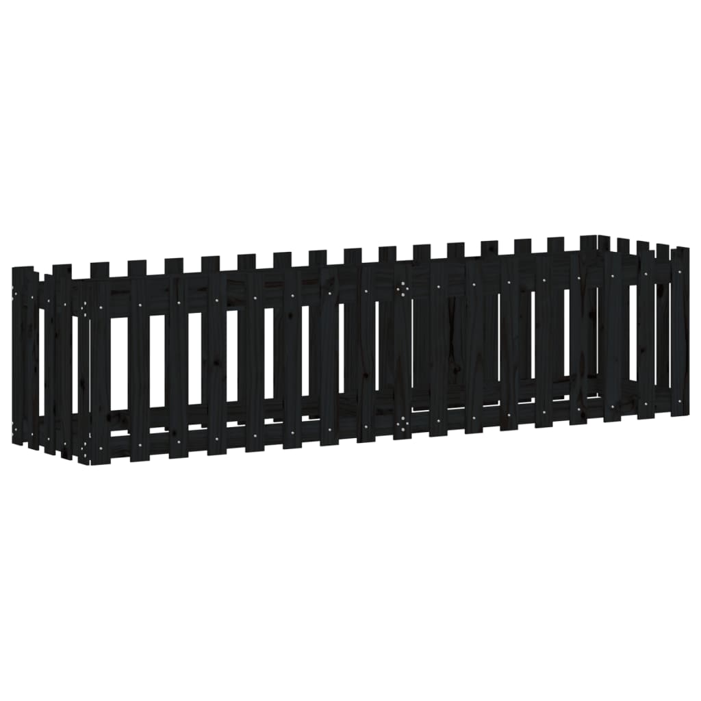 vidaXL Hochbeet Latten-Design Schwarz 200x50x50 cm Massivholz Kiefer