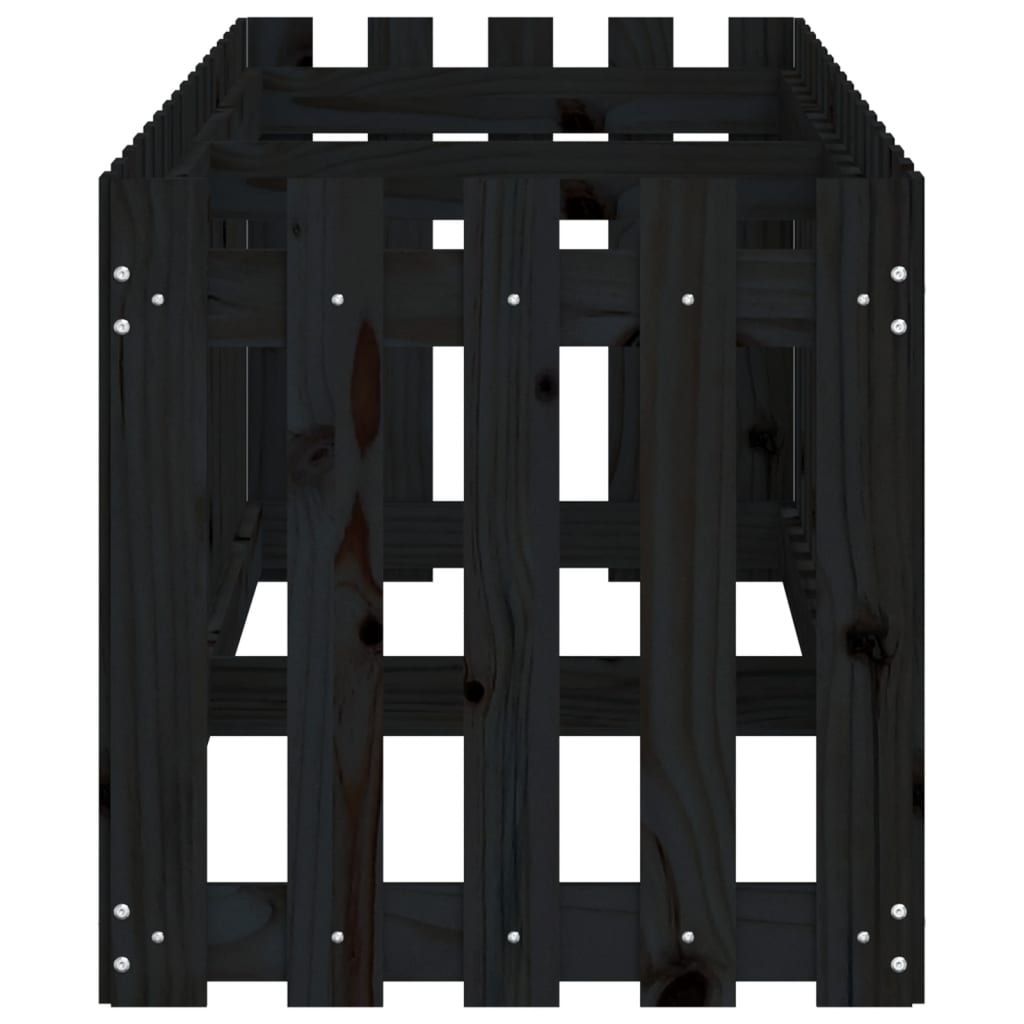 vidaXL Hochbeet Latten-Design Schwarz 200x50x50 cm Massivholz Kiefer