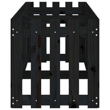 vidaXL Hochbeet Latten-Design Schwarz 200x50x50 cm Massivholz Kiefer