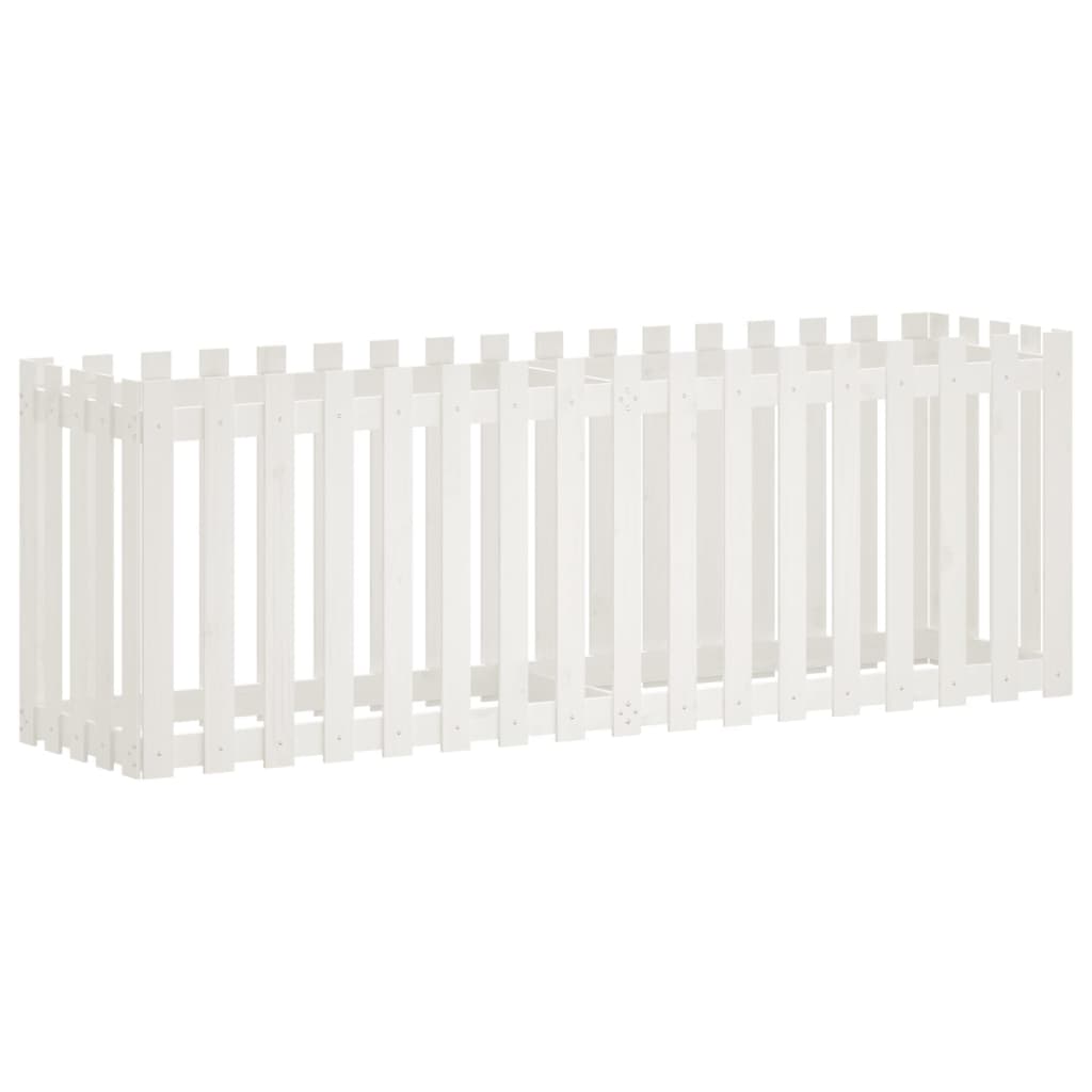 vidaXL Hochbeet Lattenzaun-Design Weiß 200x50x70 cm Massivholz Kiefer