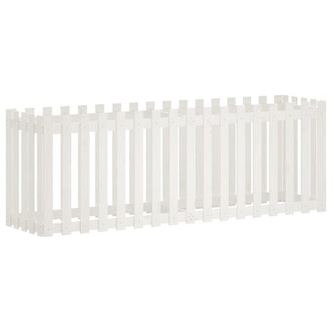 vidaXL Hochbeet Lattenzaun-Design Weiß 200x50x70 cm Massivholz Kiefer