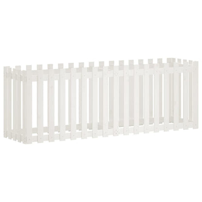 vidaXL Hochbeet Lattenzaun-Design Weiß 200x50x70 cm Massivholz Kiefer