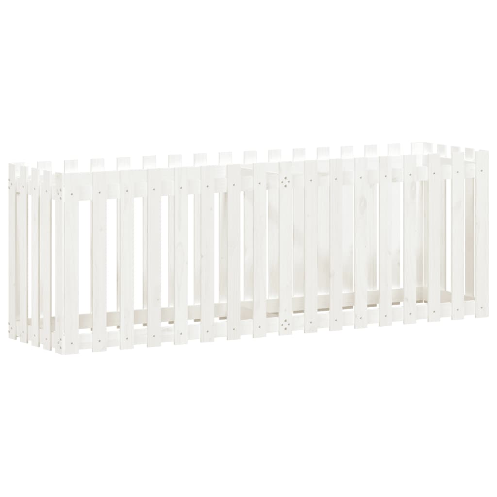 vidaXL Hochbeet Lattenzaun-Design Weiß 200x50x70 cm Massivholz Kiefer