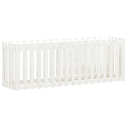 vidaXL Hochbeet Lattenzaun-Design Weiß 200x50x70 cm Massivholz Kiefer