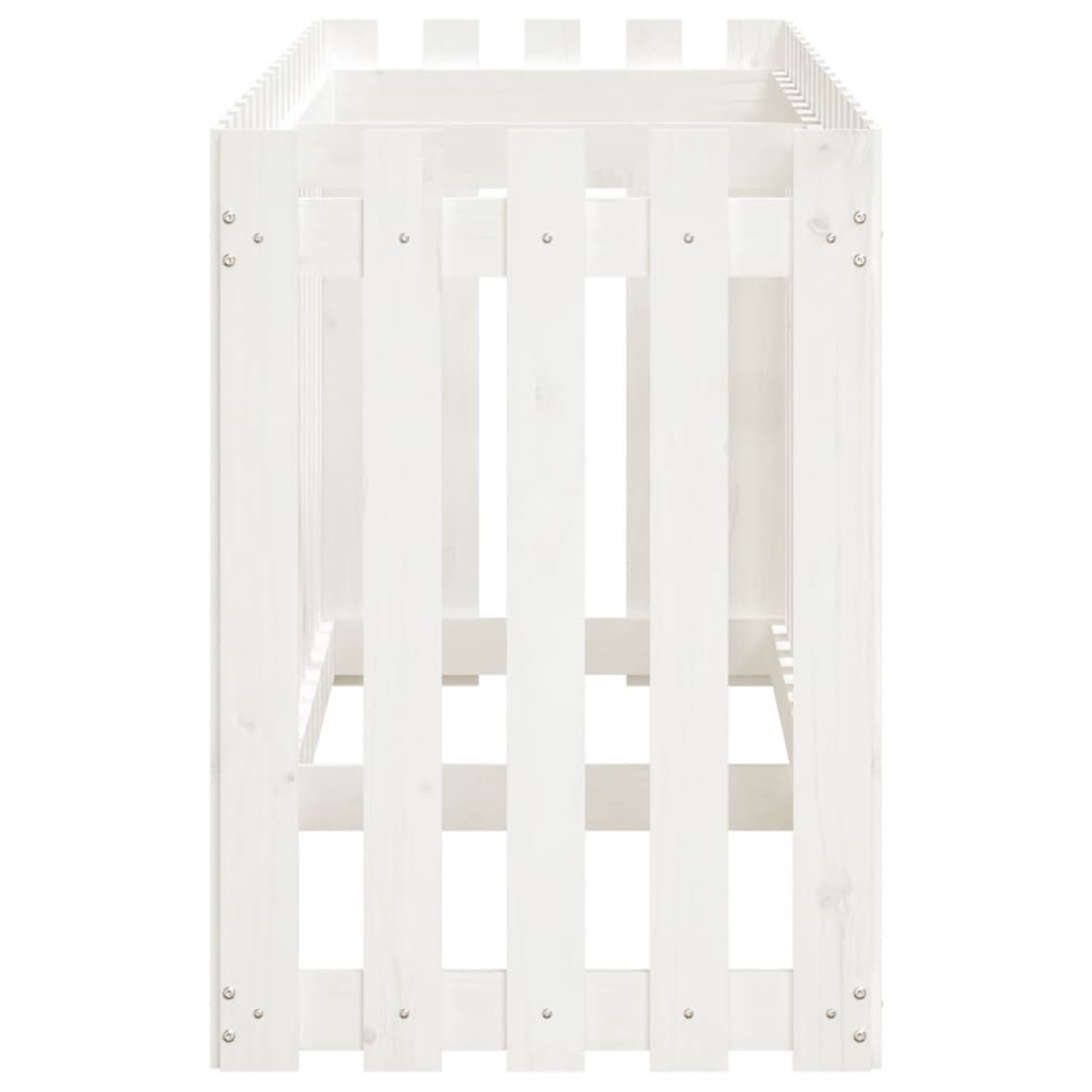vidaXL Hochbeet Lattenzaun-Design Weiß 200x50x70 cm Massivholz Kiefer