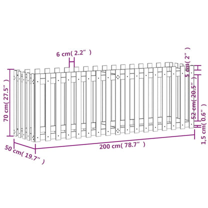 vidaXL Hochbeet Lattenzaun-Design 200x50x70 cm Massivholz Douglasie