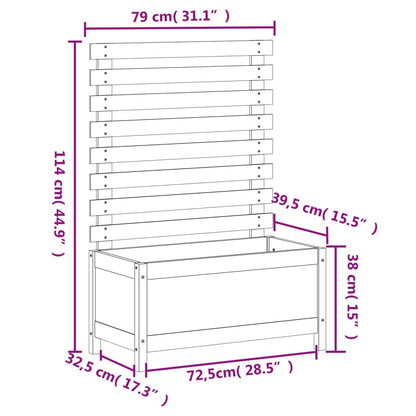 vidaXL Pflanzkübel mit Rankhilfe Weiß 79x39,5x114 cm Massivholz Kiefer