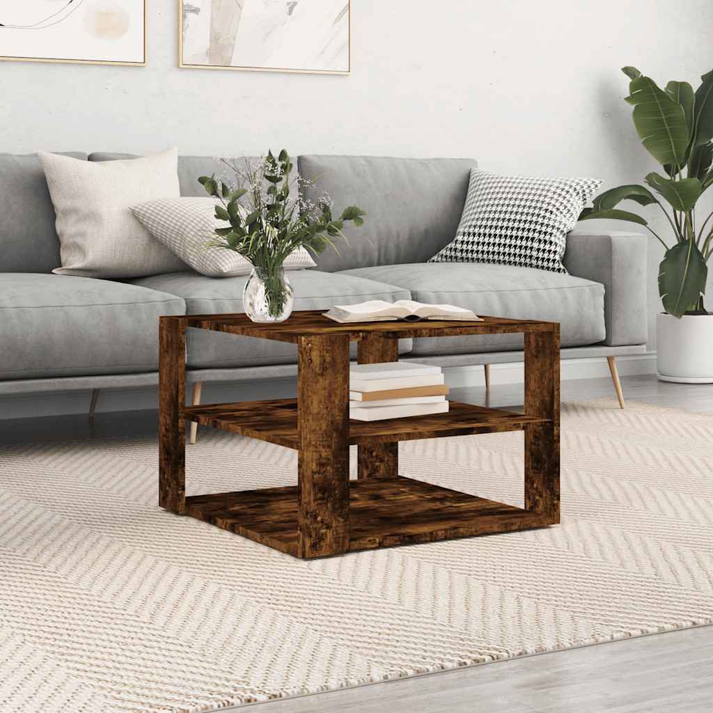 vidaXL Couchtisch Räuchereiche 58x58x40 cm Holzwerkstoff
