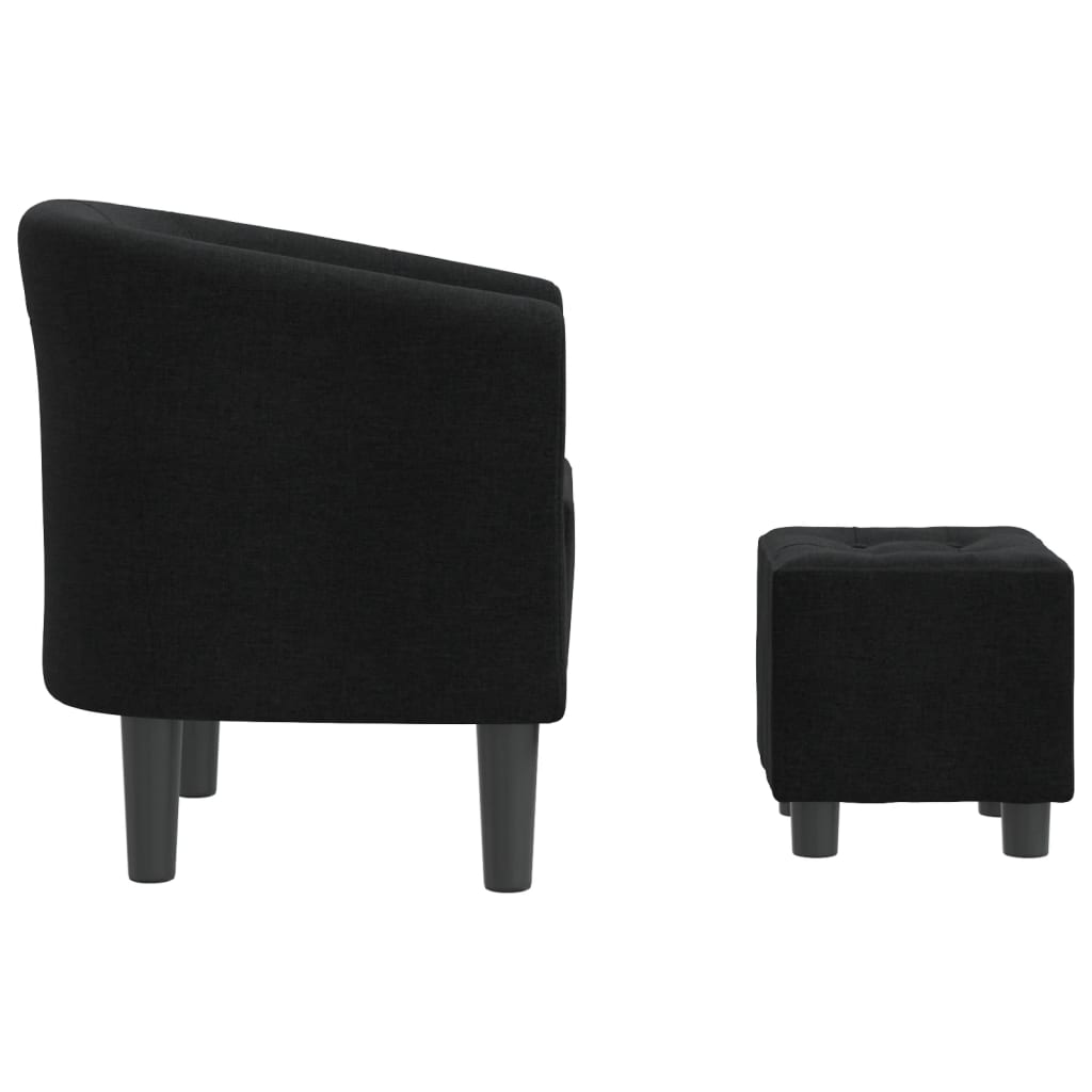 vidaXL Clubsessel mit Fußhocker Schwarz Stoff