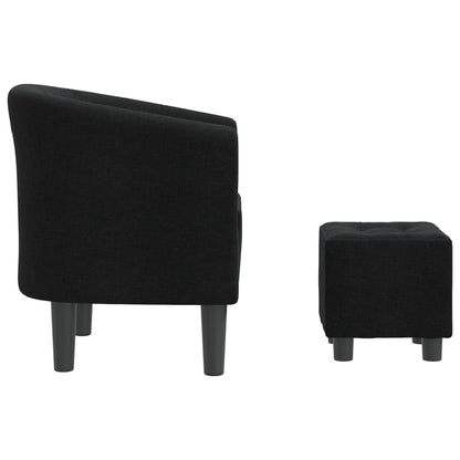 vidaXL Clubsessel mit Fußhocker Schwarz Stoff