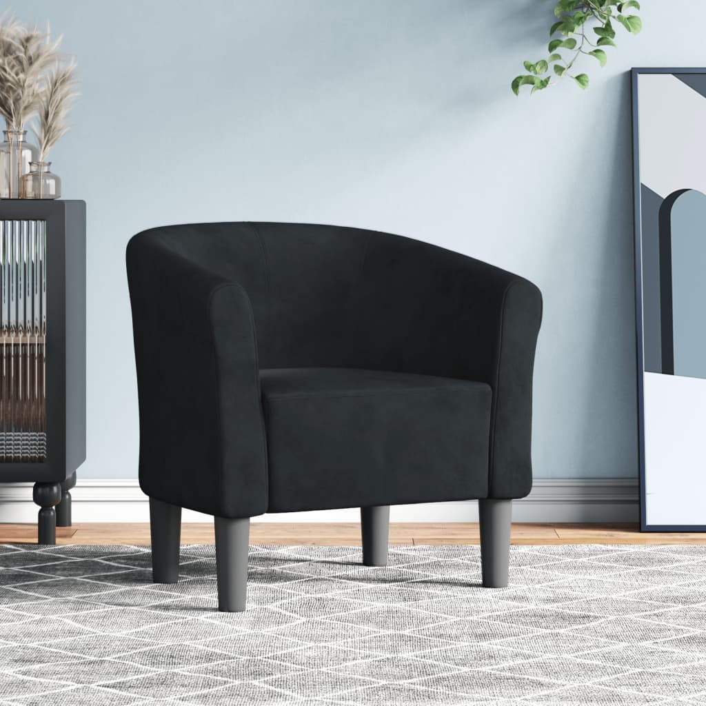 vidaXL Fauteuil club noir en velours
