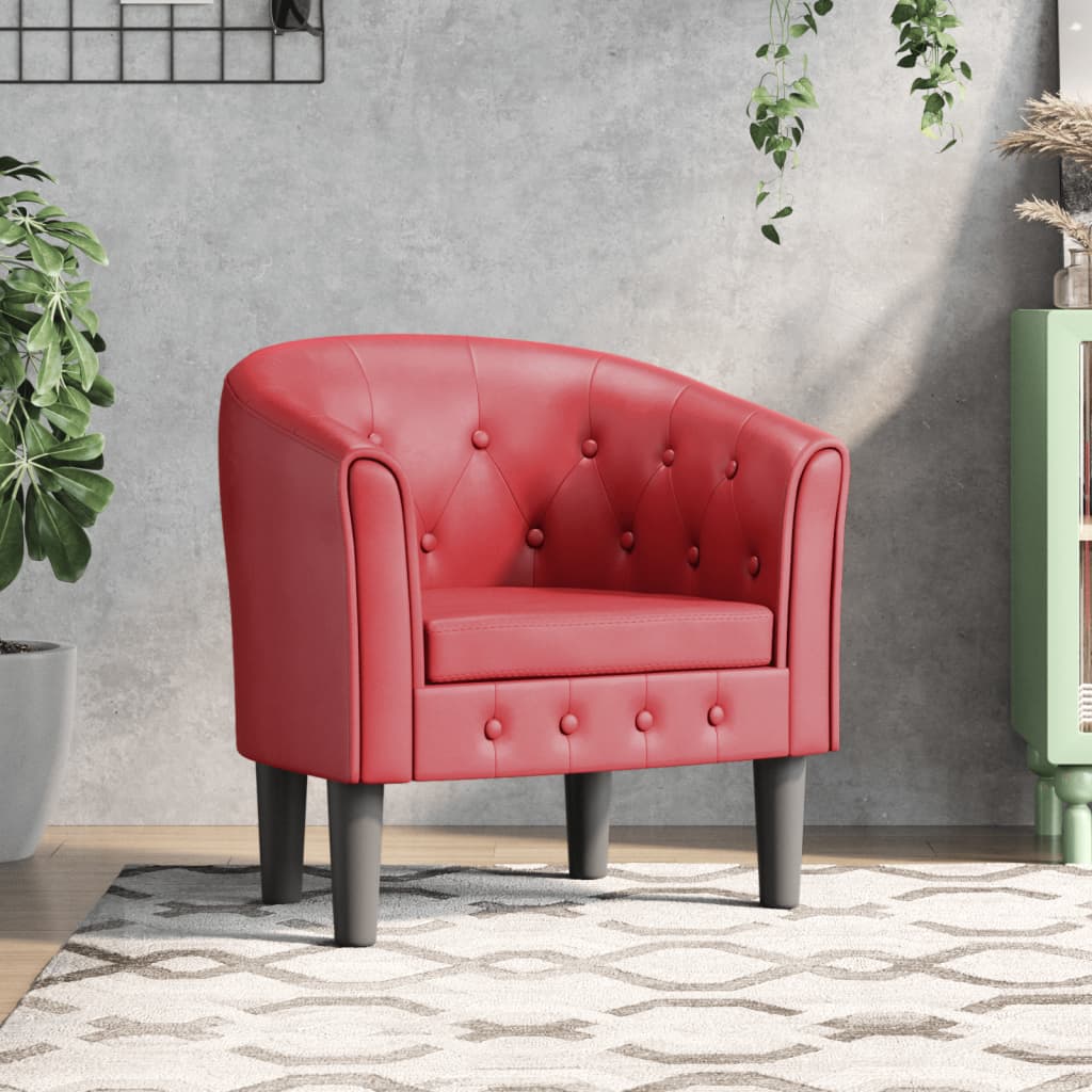vidaXL Clubsessel Weinrot Kunstleder