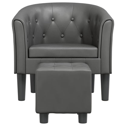 vidaXL Clubsessel mit Fußhocker Grau Kunstleder