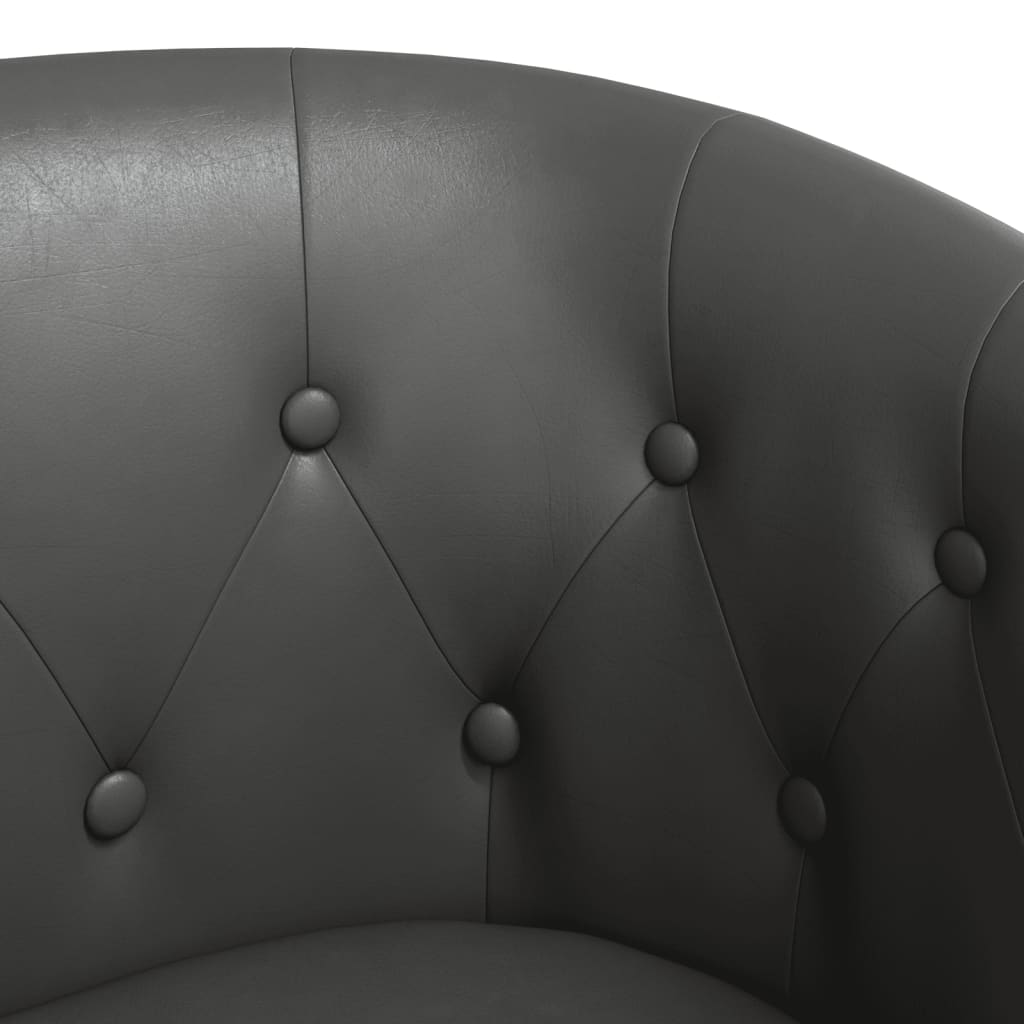 vidaXL Clubsessel mit Fußhocker Grau Kunstleder