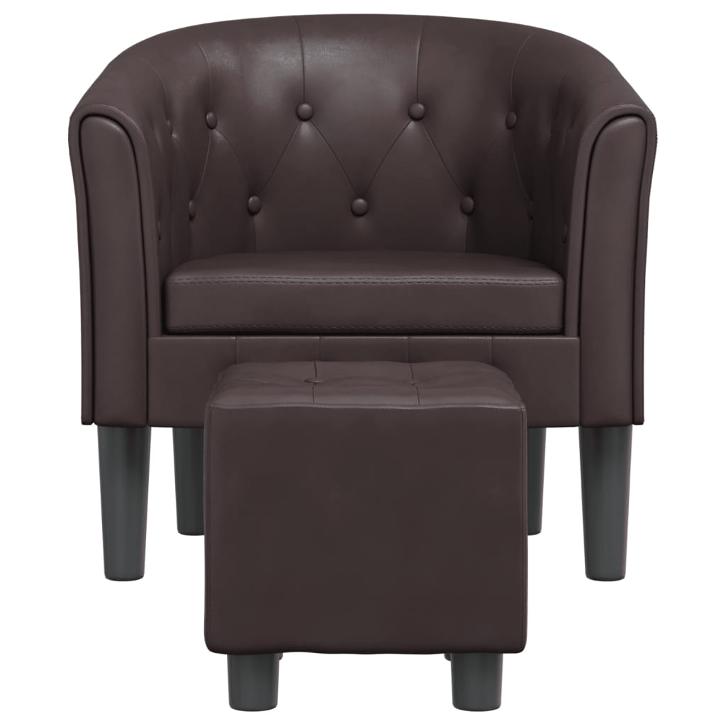 vidaXL Clubsessel mit Fußhocker Braun Kunstleder