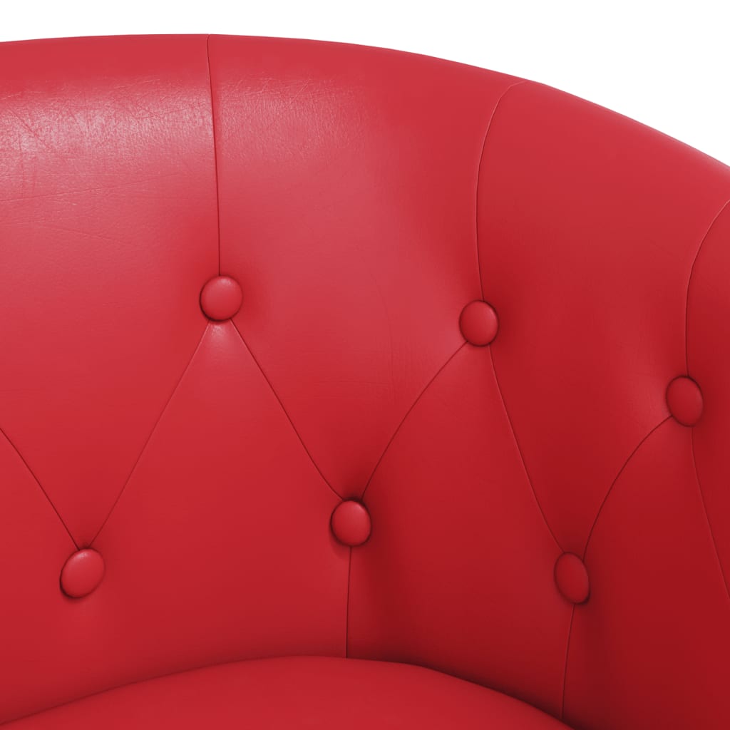 vidaXL Clubsessel mit Fußhocker Rot Kunstleder