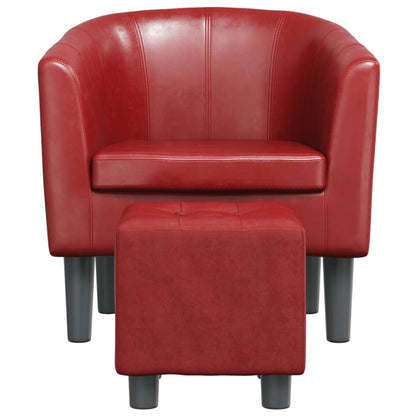vidaXL Clubsessel mit Fußhocker Weinrot Kunstleder