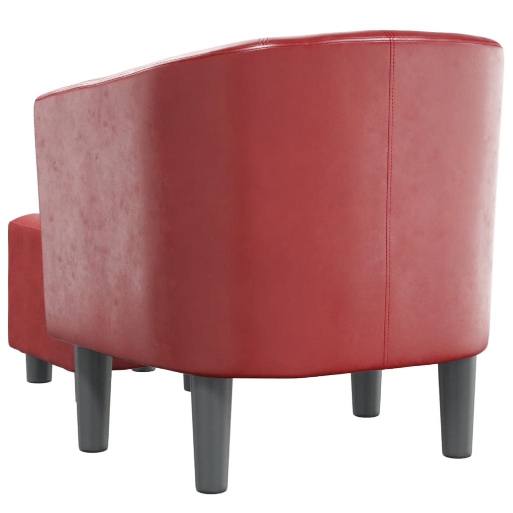 vidaXL Clubsessel mit Fußhocker Weinrot Kunstleder