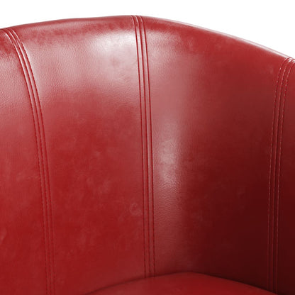 vidaXL Clubsessel mit Fußhocker Weinrot Kunstleder