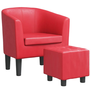 vidaXL Clubsessel mit Fußhocker Rot Kunstleder