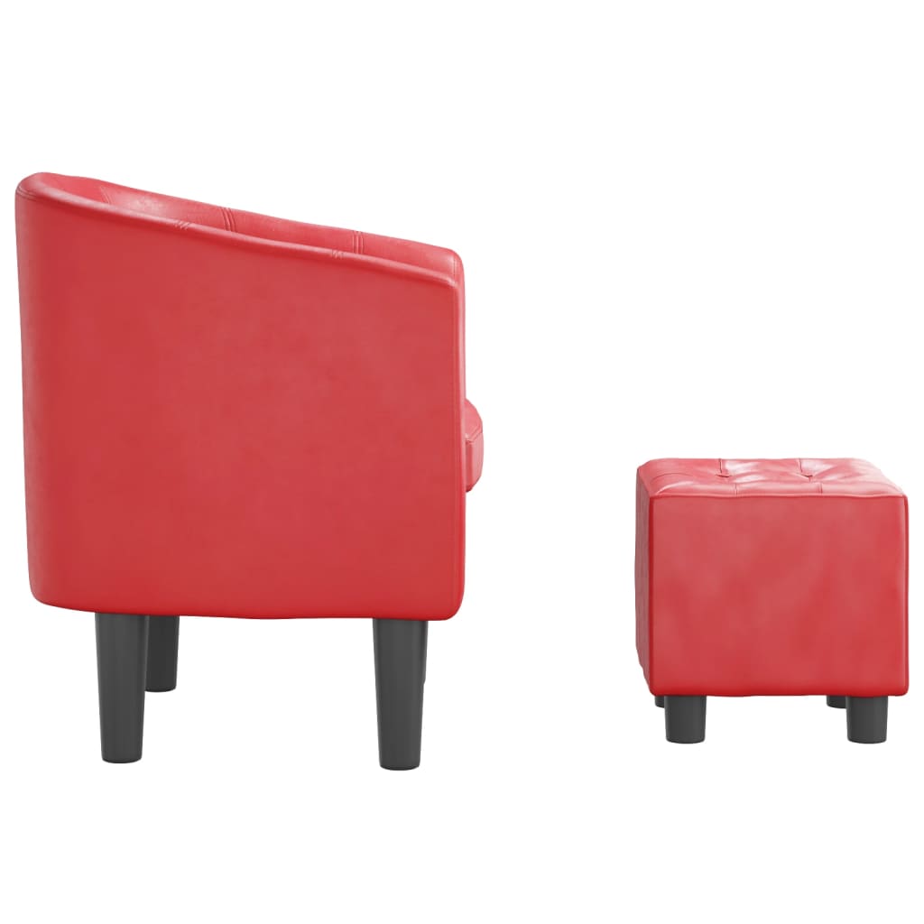 vidaXL Clubsessel mit Fußhocker Rot Kunstleder