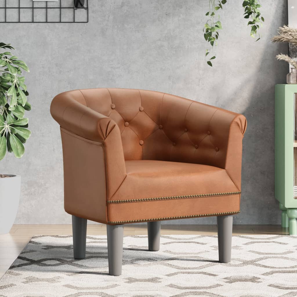 vidaXL Clubsessel Braun Kunstleder