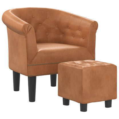vidaXL Clubsessel mit Fußhocker Braun Kunstleder
