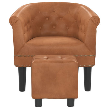 vidaXL Clubsessel mit Fußhocker Braun Kunstleder