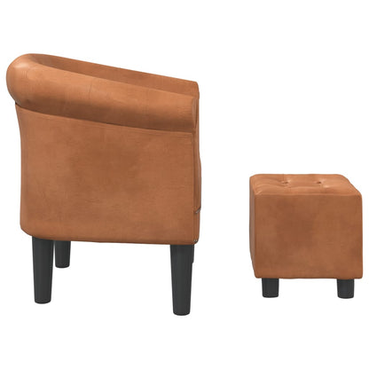 vidaXL Clubsessel mit Fußhocker Braun Kunstleder
