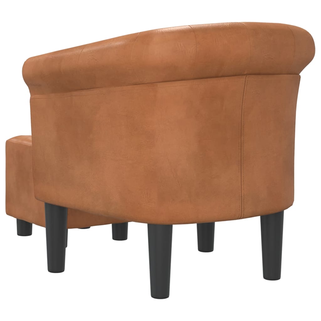vidaXL Clubsessel mit Fußhocker Braun Kunstleder