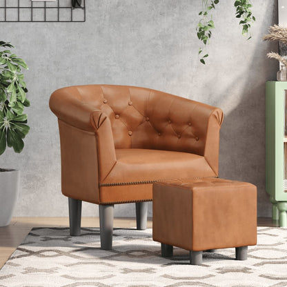 vidaXL Clubsessel mit Fußhocker Braun Kunstleder