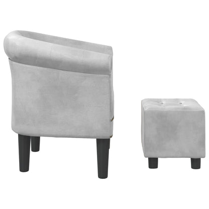vidaXL Clubsessel mit Fußhocker Silbern Kunstleder