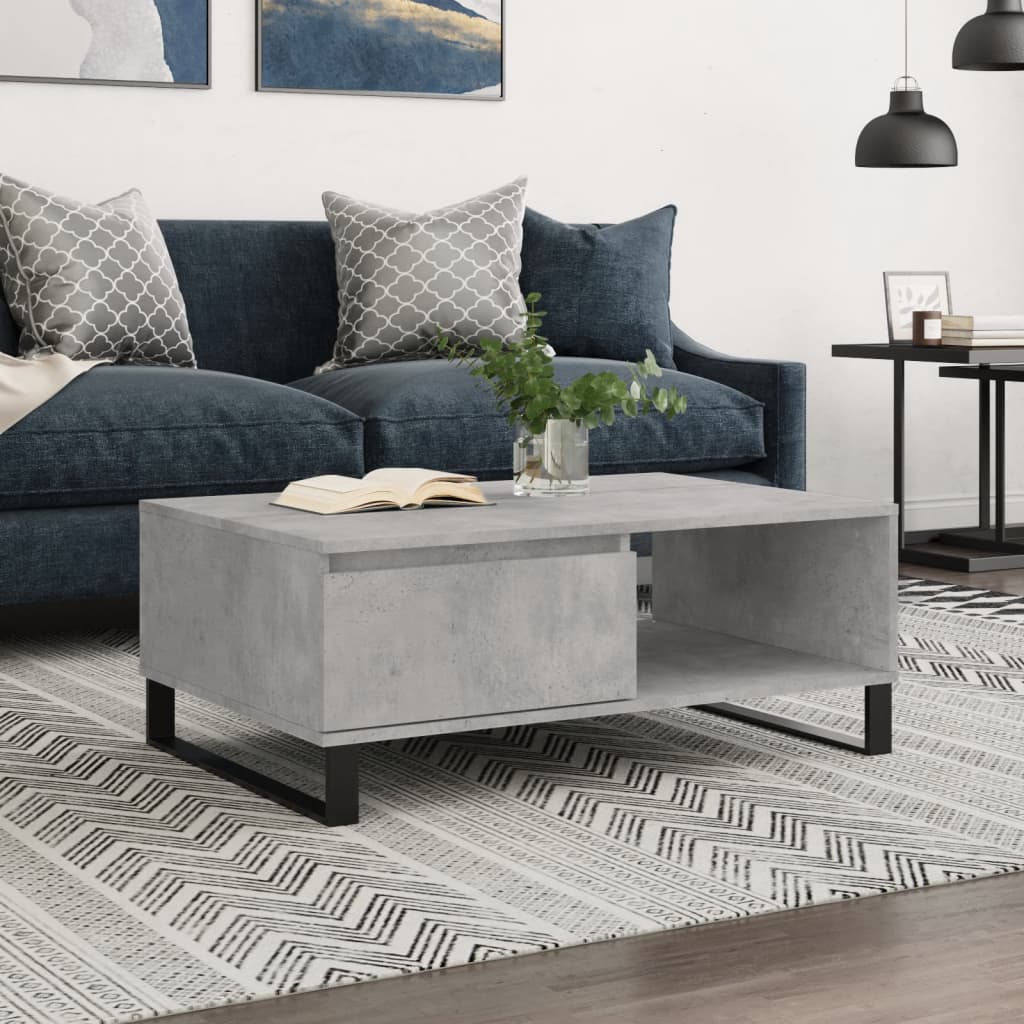 vidaXL Table basse gris béton 90x60x35 cm Aggloméré