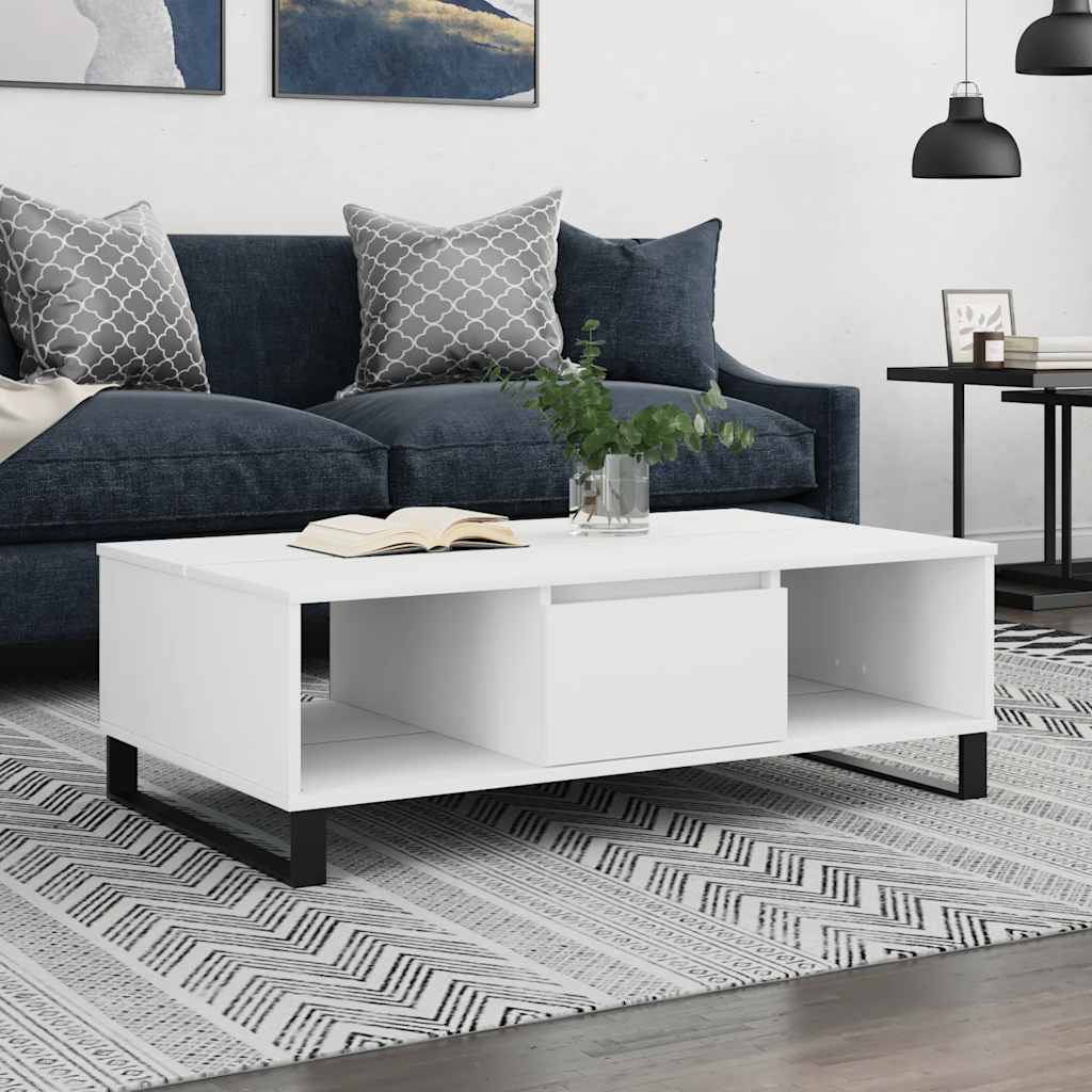 vidaXL Table basse blanc 104x60x35 cm Bois d'ingénierie