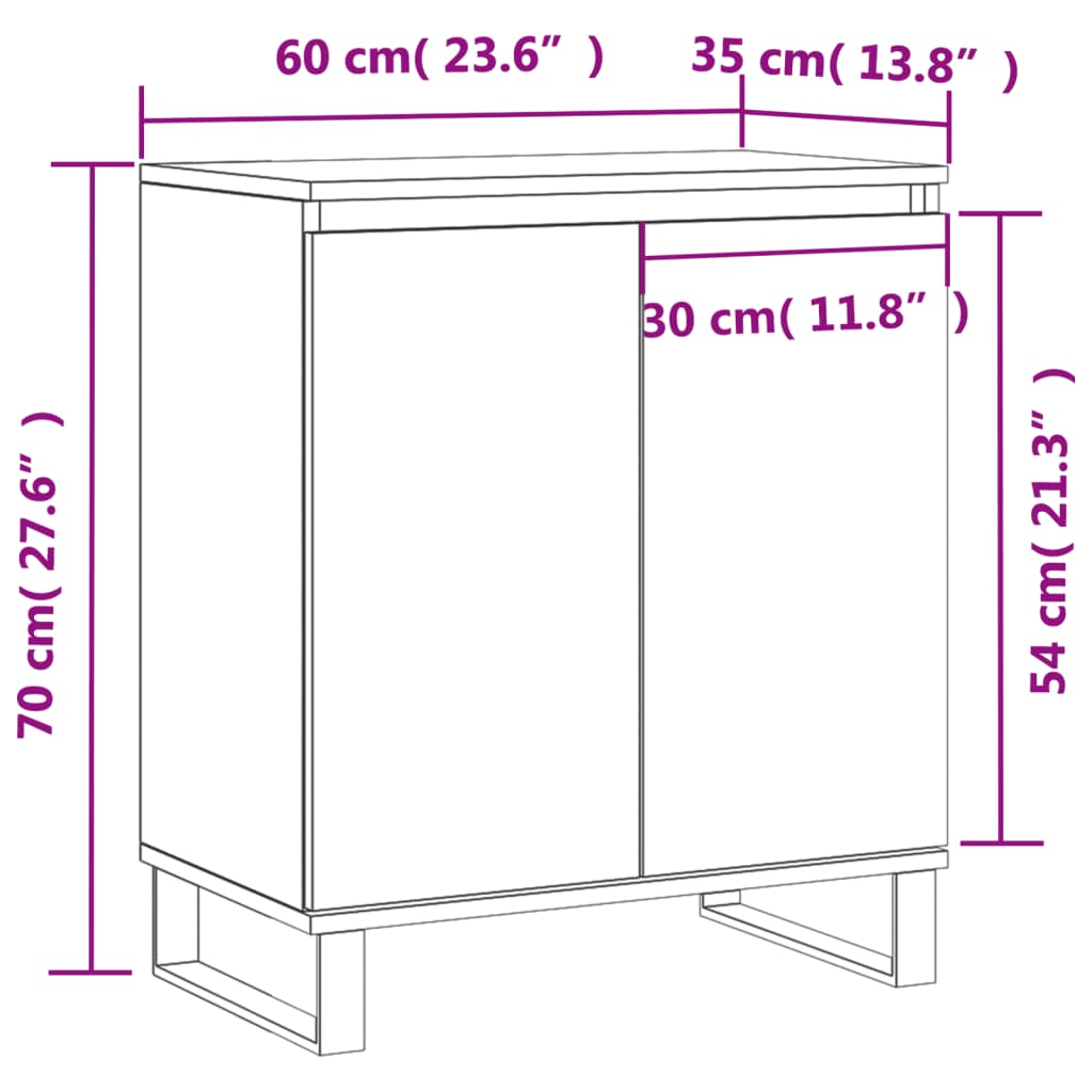 vidaXL Commode Chêne fumé 60x35x70 cm Bois d'ingénierie