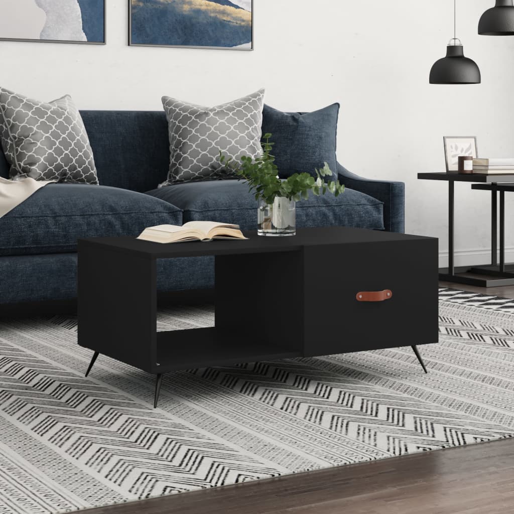vidaXL Table basse noire 90x50x40 cm Bois d'ingénierie