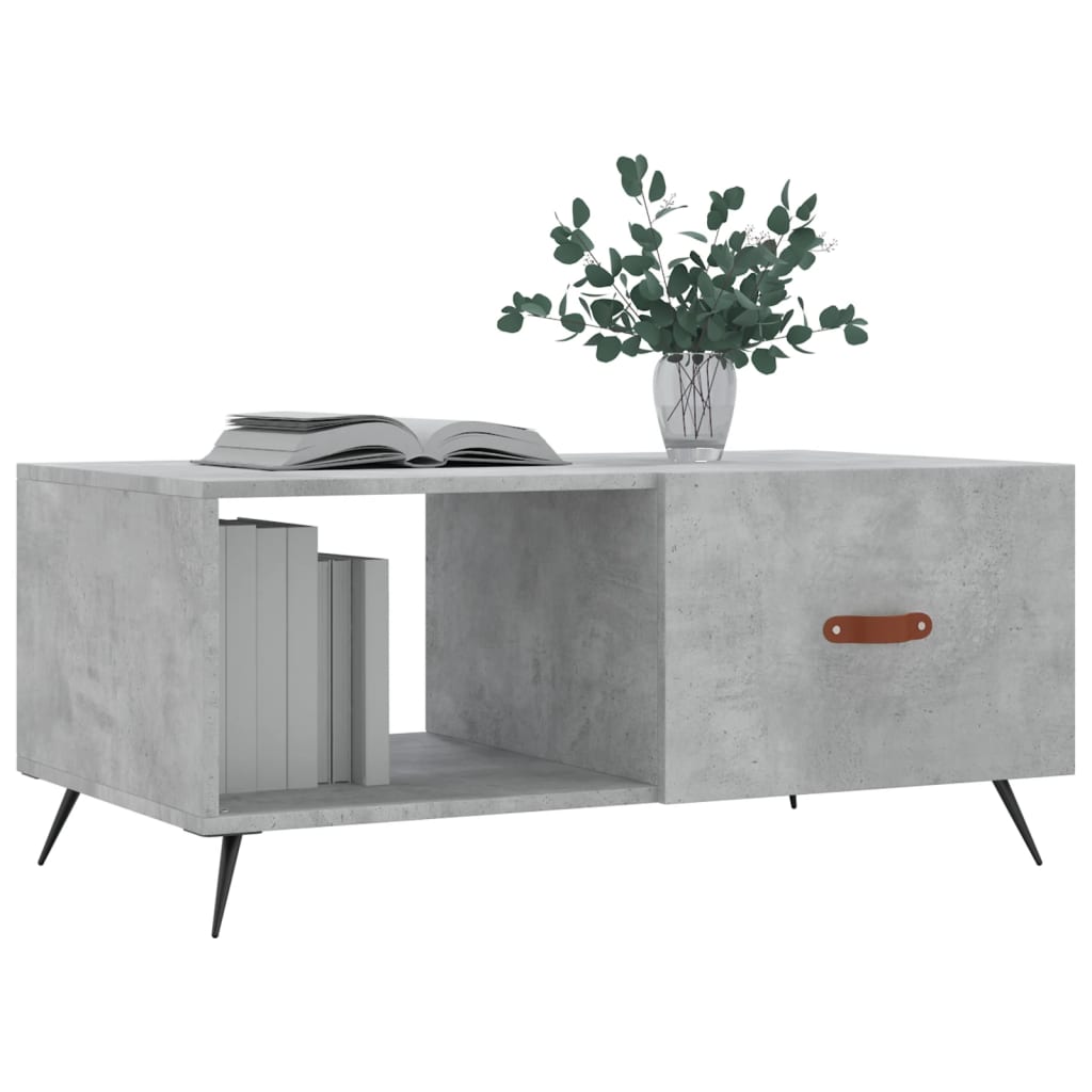 vidaXL Table basse gris béton 90x50x40 cm aggloméré