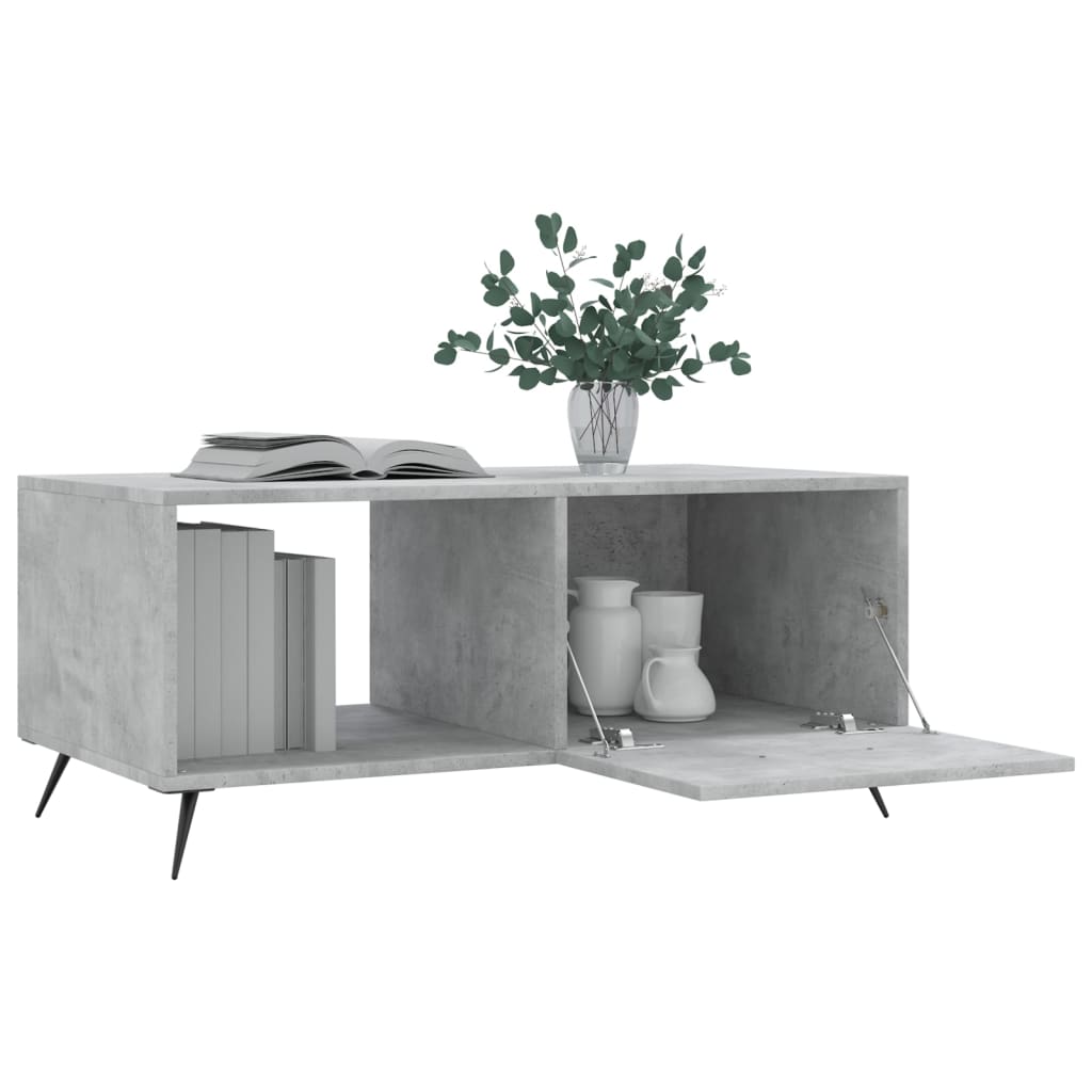 vidaXL Table basse gris béton 90x50x40 cm aggloméré