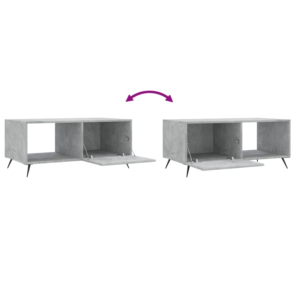 vidaXL Table basse gris béton 90x50x40 cm aggloméré
