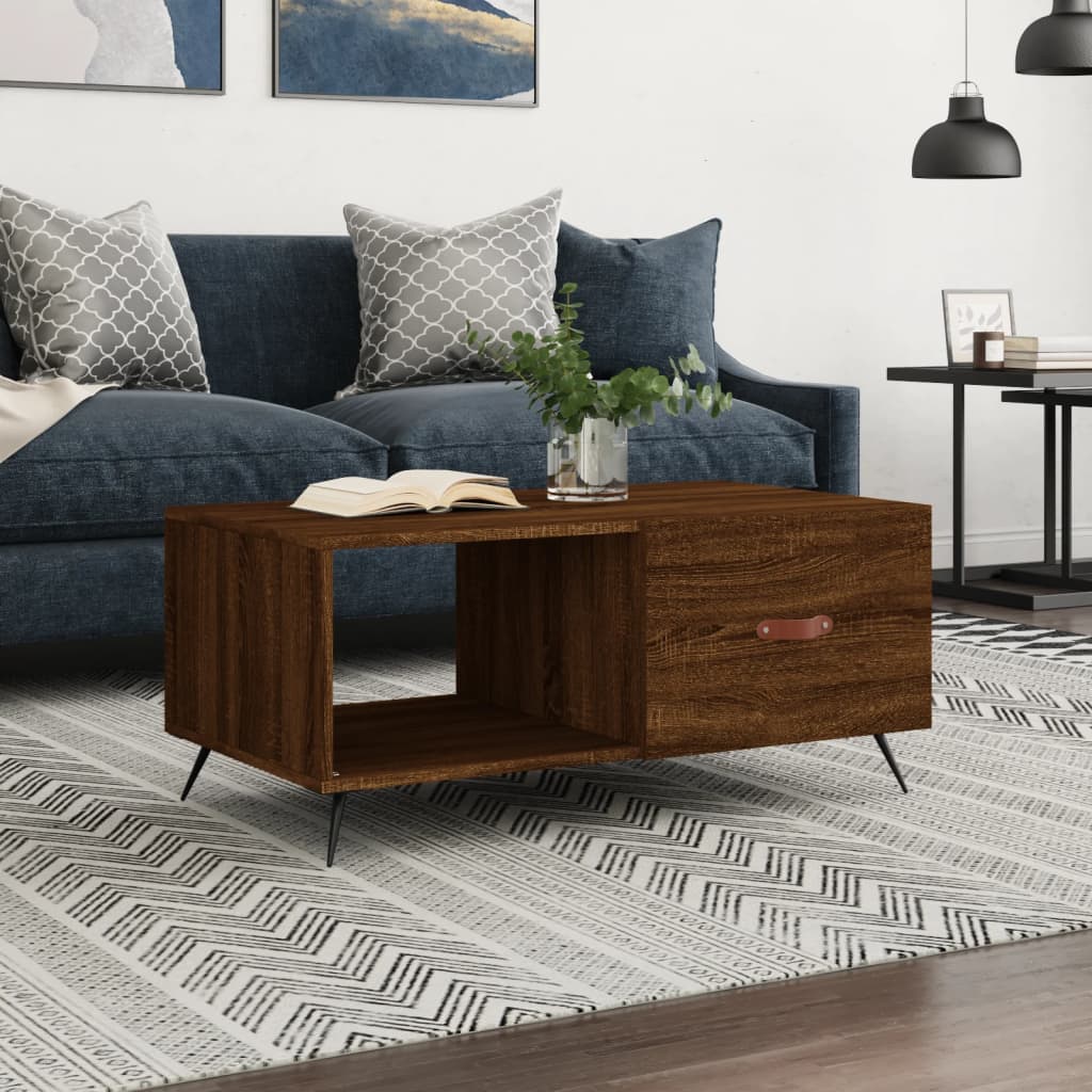 vidaXL Table basse marron aspect chêne 90x50x40 cm, bois d'ingénierie
