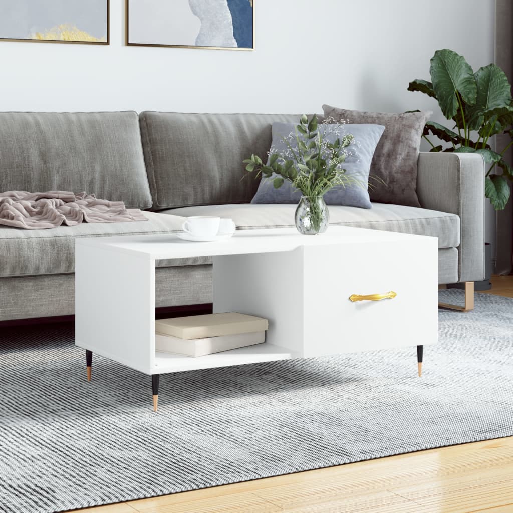 vidaXL Table basse Blanc 90x50x40 cm Bois d'ingénierie