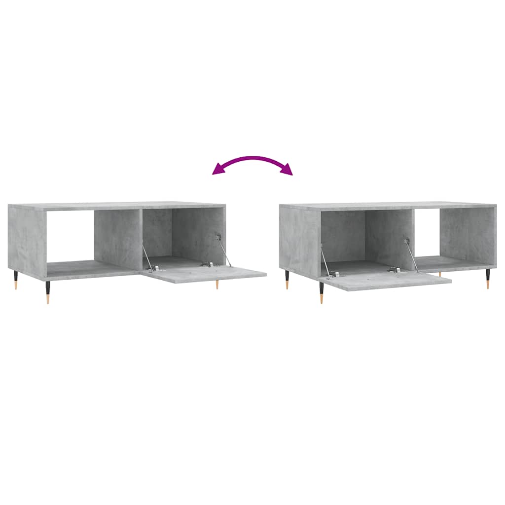 vidaXL Table basse gris béton 90x50x40 cm aggloméré