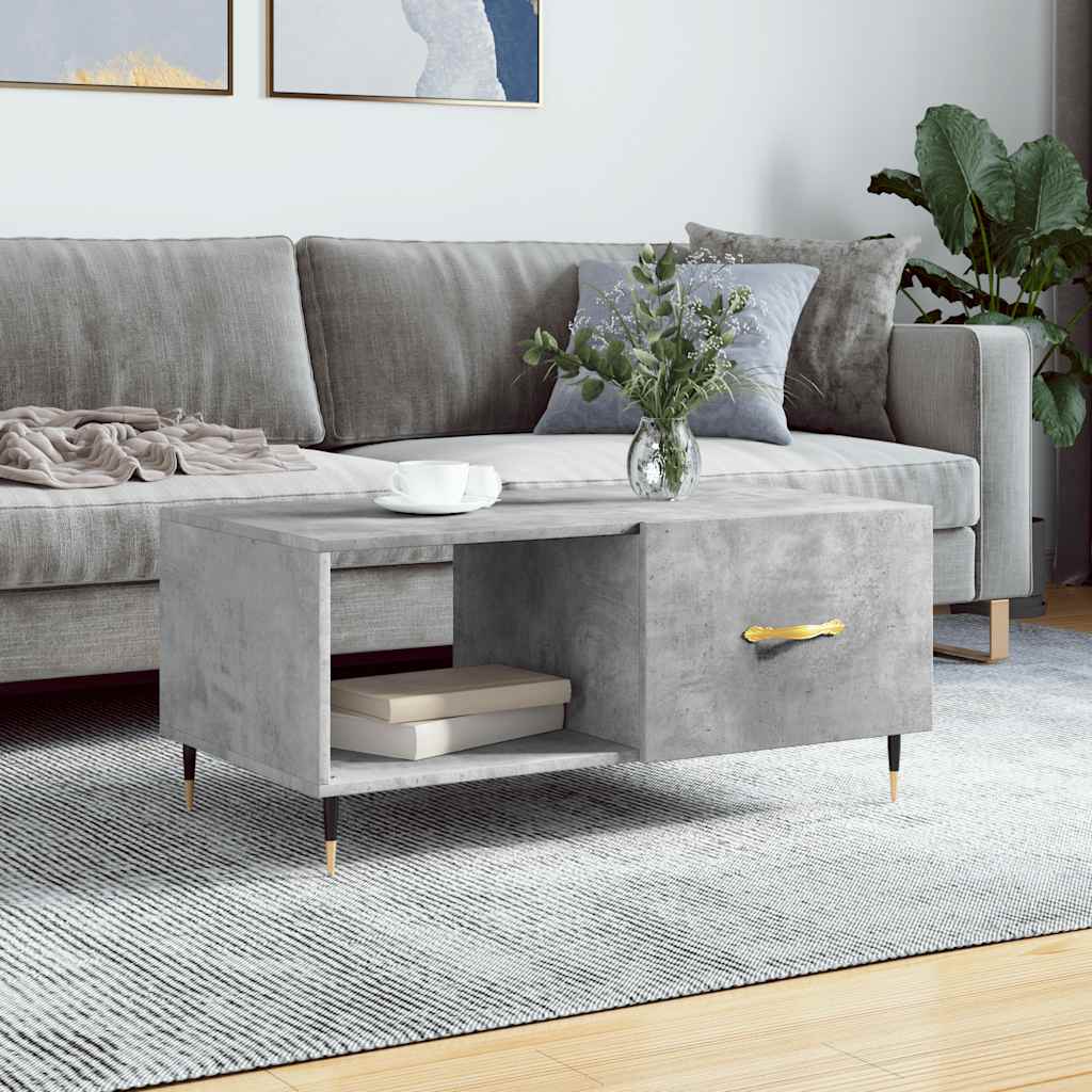 vidaXL Table basse gris béton 90x50x40 cm aggloméré